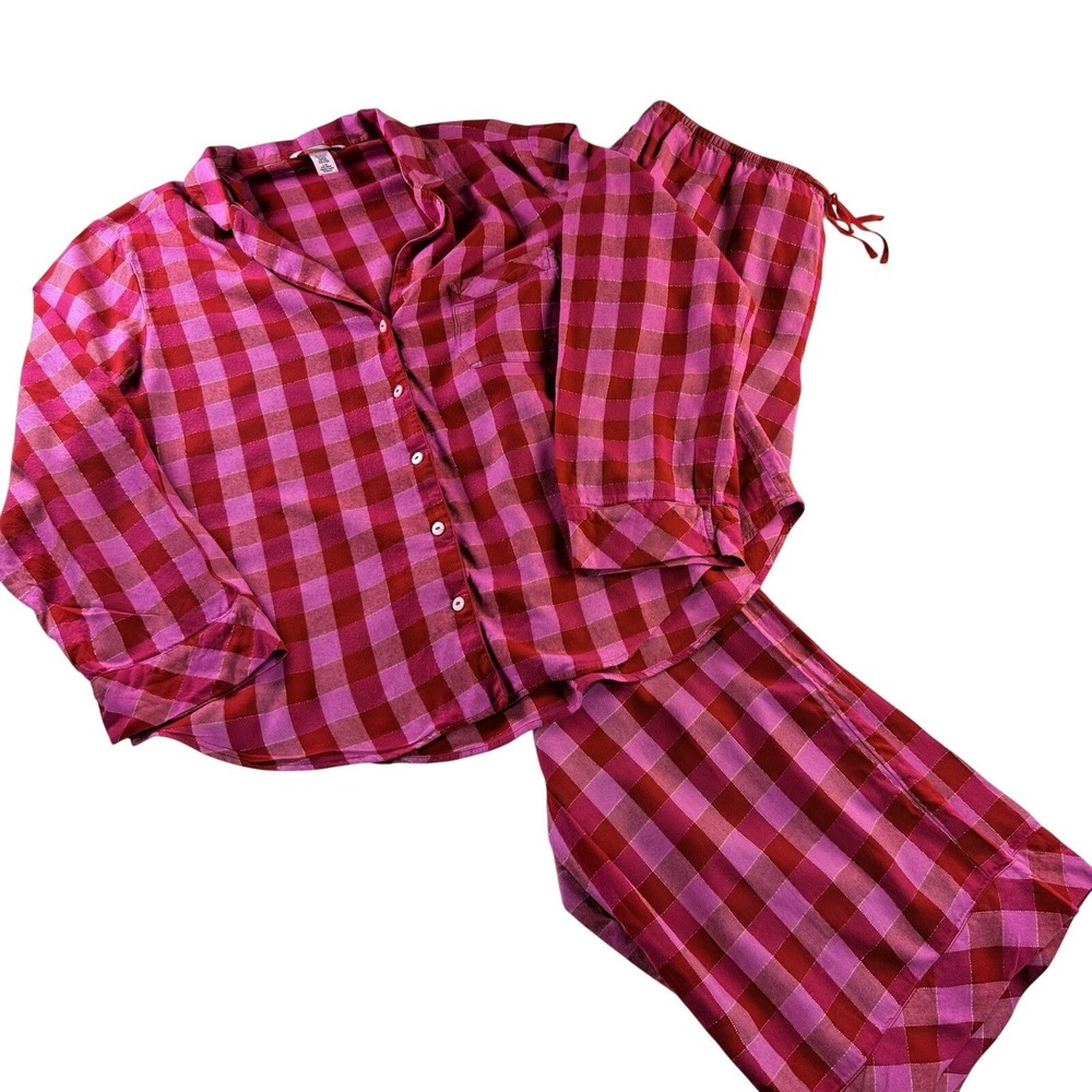 Victoria's Secret The Flannel PJ, Long Sleeve Top/Pant Set, size Large